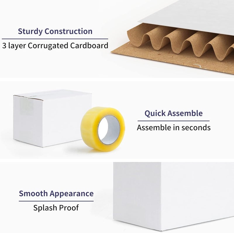 SPEPLA 6x4x4 Shipping Boxes Set of 40, White Corrugated Cardboard Box for Small Business Mailing - Image 5